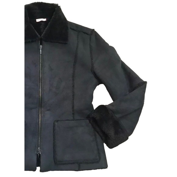 Max & Co Italy Womens Faux Suede Lined Jacket IT 40 US 6 Small S Medium M Black - Picture 2 of 14